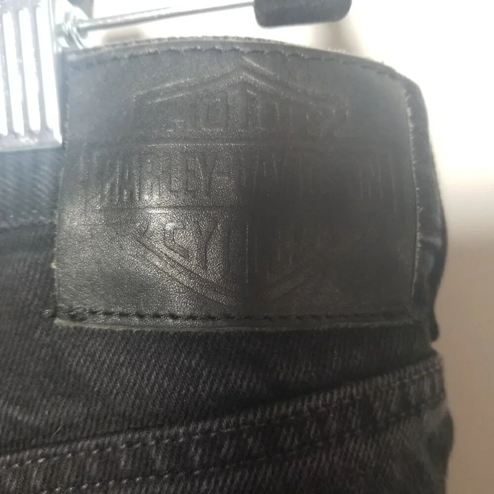 Harley Davidson Men's Raw Hem Black Biker Jeans Sz 42
